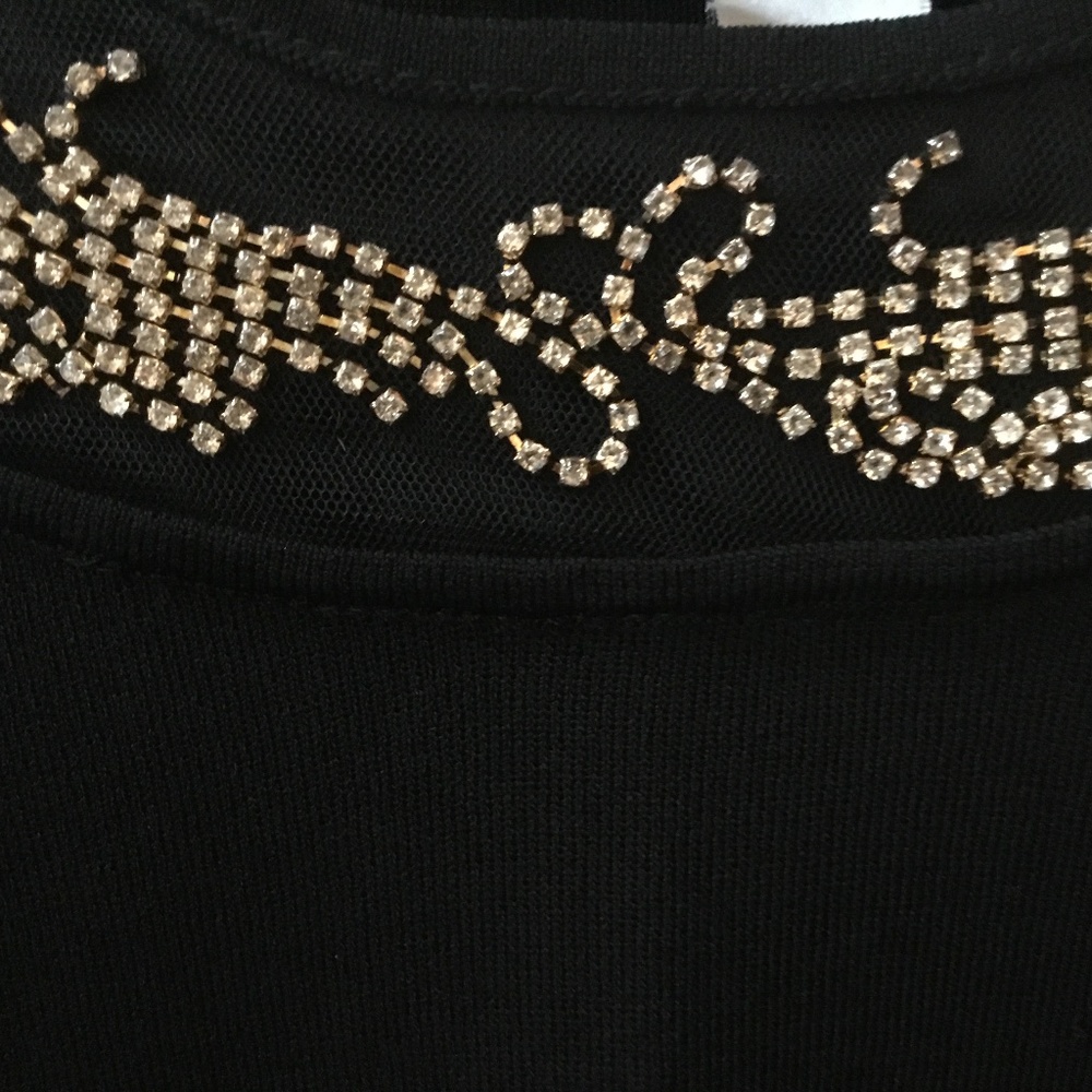 Joseph A black knit rhinestone embellished top - Picture 4 of 4